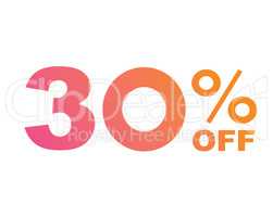 Gradient pink to orange thirty percent off special discount word