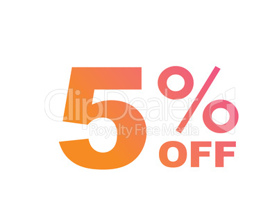 Vector gradient pink to orange five percent off special discount