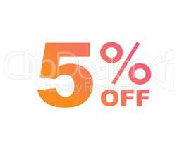 Vector gradient pink to orange five percent off special discount