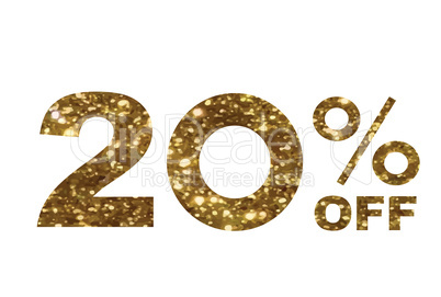 Luxury golden glitter twenty percent off special discount word t