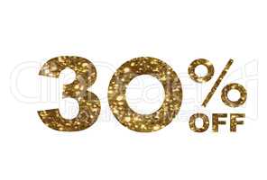 Luxury golden glitter thirty percent off special discount word t