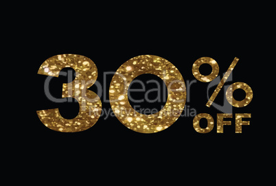 Luxury golden glitter thirty percent off special discount word t