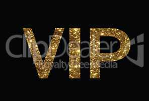 Luxury golden glitter of isolated hand writing word VIP