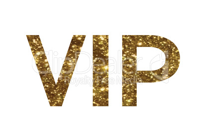 Luxury golden glitter of isolated hand writing word VIP