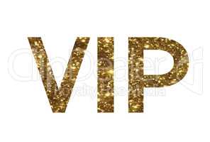 Luxury golden glitter of isolated hand writing word VIP