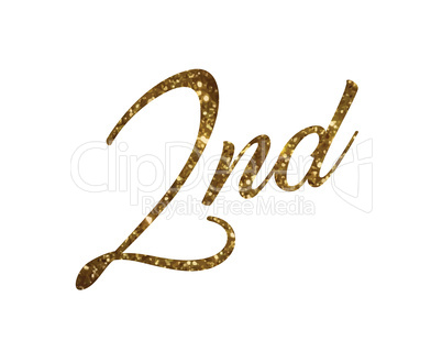 Golden glitter of isolated hand writing word second