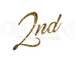 Golden glitter of isolated hand writing word second