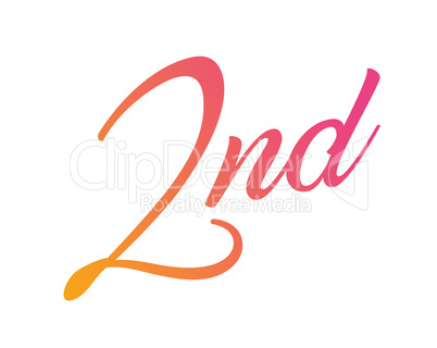 Gradient pink to orange isolated hand writing word second