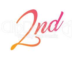 Gradient pink to orange isolated hand writing word second