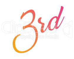 Gradient pink to orange isolated hand writing word third