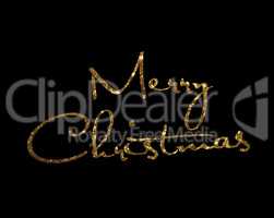 Golden glitter isolated hand writing word MERRY CHRISTMAS