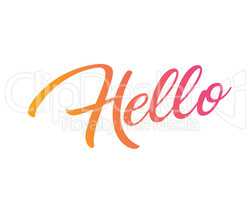 Gradient pink to orange isolated hand writing word HELLO