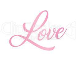 Gradient pink isolated hand writing word LOVE