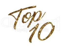 Gradient golden isolated hand writing word TOP TEN ranking