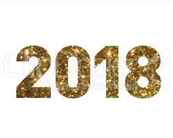 Golden glitter isolated standard font word year 2018