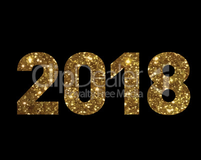 Golden glitter isolated standard font word year 2018