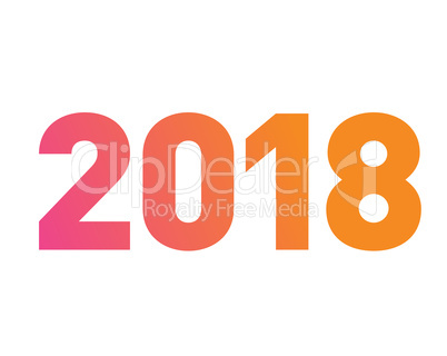 Gradient orange to pink isolated standard font word year 2018