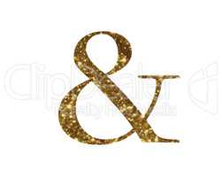 Golden glitter isolated word symbol of AND