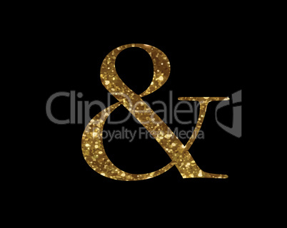 Golden glitter isolated word symbol of AND