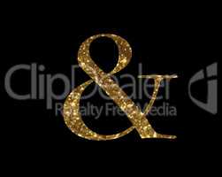 Golden glitter isolated word symbol of AND