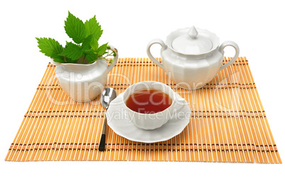 Set for tea isolated on white background.