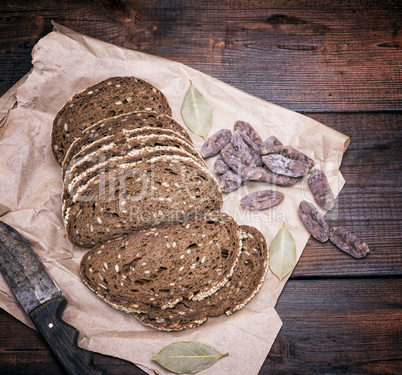 pieces of rye bread with sunflower seeds