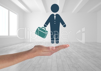 Businessman icon with briefcase in hand