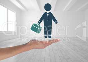 Businessman icon with briefcase in hand