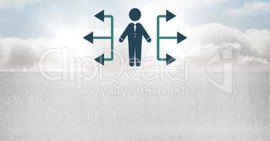 businessman icons with direction arrows