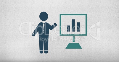 businessman icon presenting chart screen