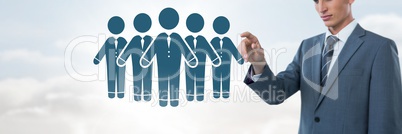 Businessman pointing at business people group icon