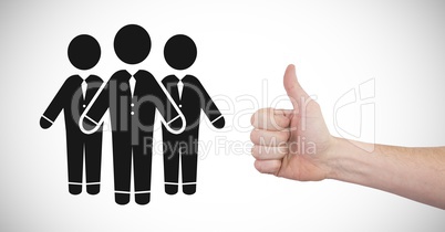 Thumbs up with people group icon