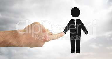 Hand touching at businessman icon
