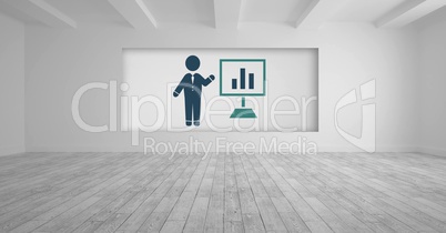 Businessman presentation and chart screen icon