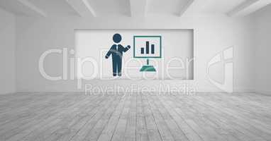 Businessman presentation and chart screen icon