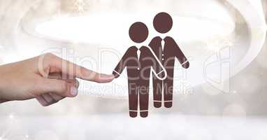 Hand touching businessmen couple partner icon