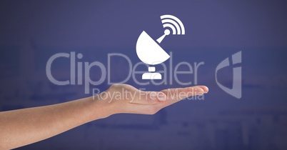 Hand with wifi signal icon