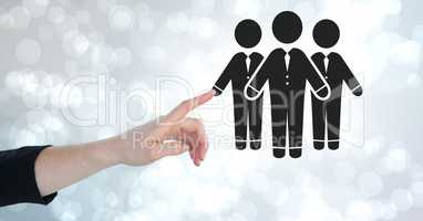 Hand touching business people group icon