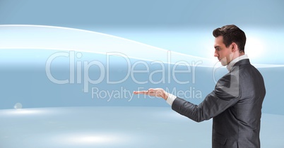 Businessman opening hand