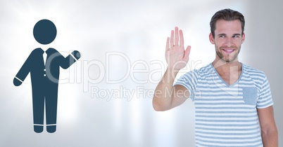 Man waving at businessman icon