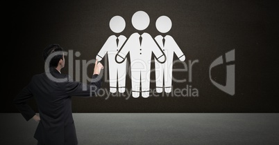 Business people group icon and businessman pointing