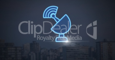 wifi signal icon on dark city background