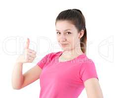 woman showing thumb up