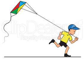 Boy with kite flying