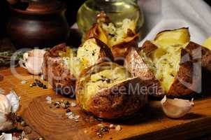 baked potato with spices and herbs