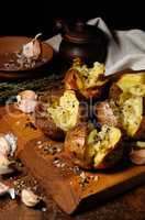 baked potato with spices and herbs