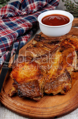 Roasted pork chop steak
