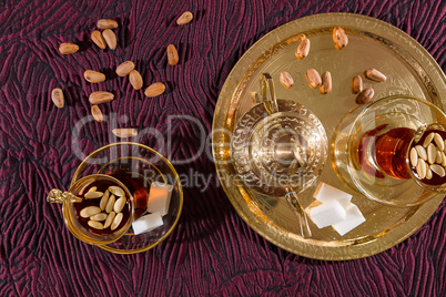 Tunisian tea in traditional glass
