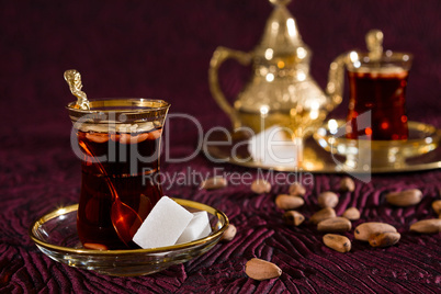 Tunisian tea in traditional glass
