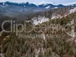 Winter in the Mountains. Aerial View